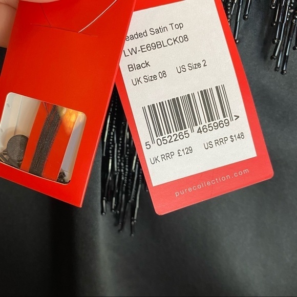 NWT Pure Collection Walpole Beaded Satin Silk Top - Picture 4 of 10